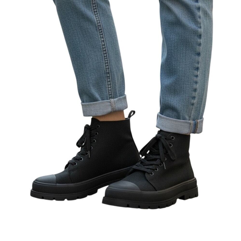 Black Platform Combat Boots Lug Sole Sneaker Boots Goth Punk Grunge Size 11